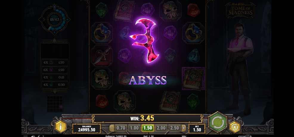 Abyss feature activated in Tome of Madness slot, removing a row and column.